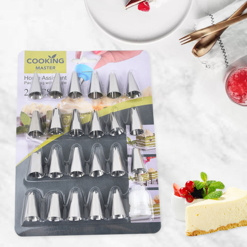 厂家批发24件不锈钢裱花嘴套装带转换器 蛋糕裱花挤曲奇烘焙工具