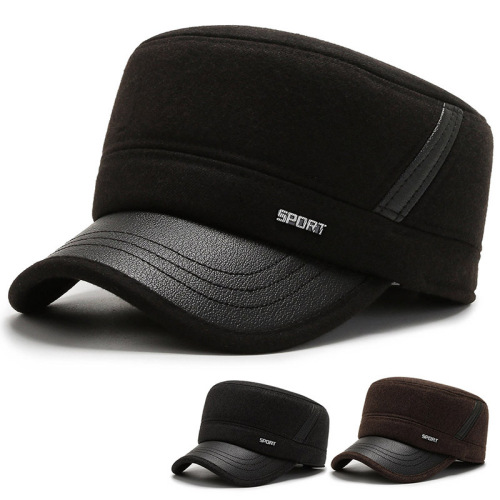 中老年人帽子男冬季保暖爸爸老人皮帽加绒加厚防风老头护耳鸭舌帽