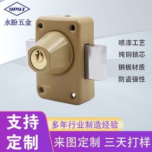 136经典螺纹锁芯锁芯纯铜法国老式外装门锁防撬喷漆铁壳中开锁