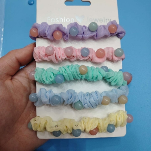 headdress candy-colored hair tie pearl hair rope hair rope color rubber band hair accessories