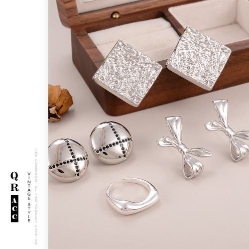 Wholesale Bow Shape Earrings Lot - Geometric Metal Studs & Hoops, Minimalist Jewelry Bulk Set
