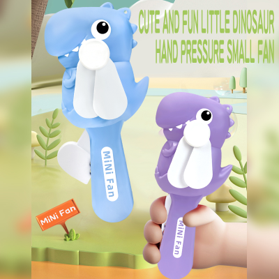 Hand pressure dinosaur small fan children's toy press type manual fan floor stand small gift toy wholesale