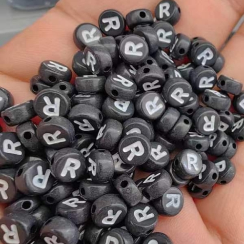 black + white single letter， black + color single letter， 4x7 letter beads
