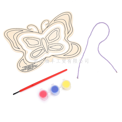 Wooden Children's Acrylic Paint DIY Graffiti Butterfly Mask Environmental Protection Wood Piece Painting Kit Cross-Border New Arrival