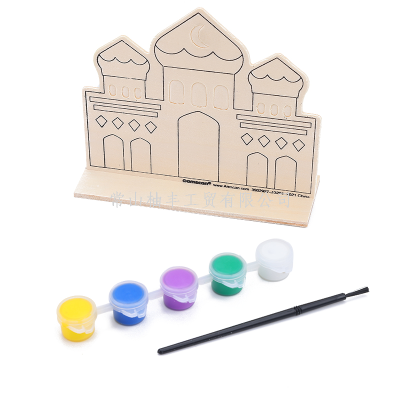 Christmas Castle DIY Hand-Painted Decorative Crafts Environmental Protection Wooden Decoration Acrylic Paint Children's Graffiti Toys