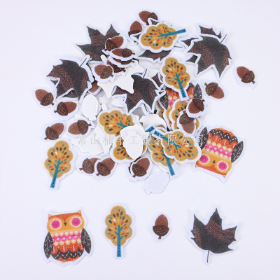 Harvest Festival Owl Sticker EVA Foam Environmental Protection Printing Maple Leaf Thanksgiving Screen Printing Pine Nut