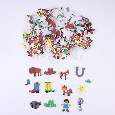 Eva Dick and Cowboy Hat Shoes Shape Self-Adhesive Children's Creative Printing Animal Stickers Sample Processing