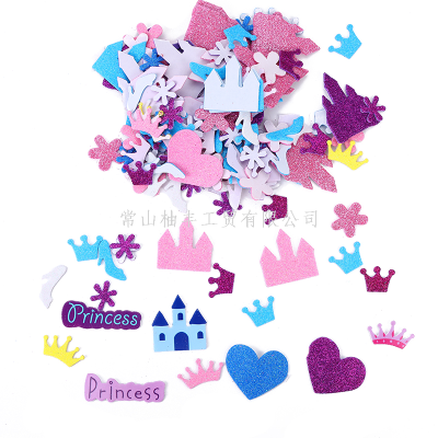 Princess Castle EVA Foam Adhesive Sticker Love High Heels Gold Leaf Glitter Stickers
