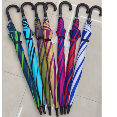 umbrella long umbrella golf umbrella automatic plus-sized reinforced fiber bone pongee pg cloth color matching business sunny umbrella curved handle