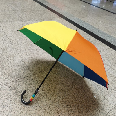 Umbrella Rainbow Umbrella 8 Bone 8 Color Long Umbrella Golf Umbrella Automatic Fiber Bone Pongee PG Cloth Rainbow Curved Handle Manufacturer
