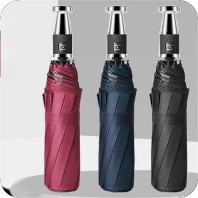 Umbrella Triple Folding Umbrella Folding Umbrella Rolls Royce Automatic Self-Opening 8 Bone Vinyl Cloth Cover Solid Color Factory Direct Sales