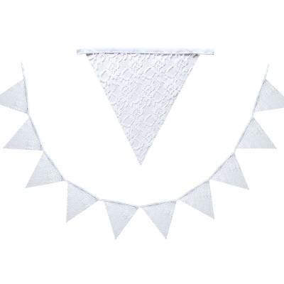 European and American Blank Solid Color Lace Hanging Flag Wedding Party Decoration Supplies Triangle Banner Latte Art