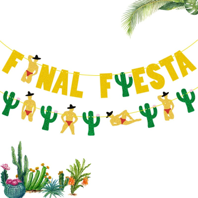 Mexican Carnival Theme Single Girl Wedding Party Decoration Flag Final Fiesta Glitter Latte Art