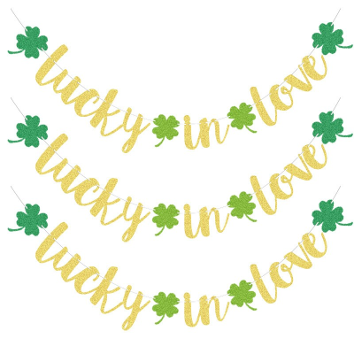Lucky in Love Gold Powder Hanging Flag European and American St. Patrick Carnival Party Decoration Garland