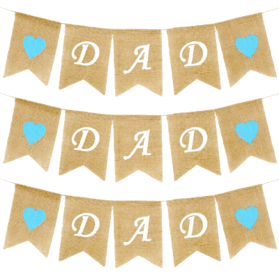 Dad Blue Heart Linen Swallowtail Flag European and American Father's Day Party Layout Hanging Flag String Flags