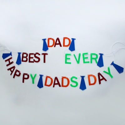 Best Dad Ever Happy Dads Day Latte Art Father's Day Party Decoration String Flags Colorful