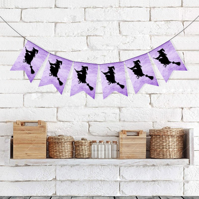 Factory Direct Supply Halloween Party Decoration String Flags Fishtail Flag Witch Dovetail Hanging Flag