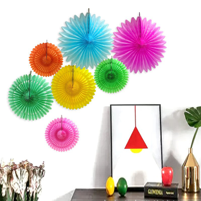 Hawaiian Aloha Party 7 Suit Hollow Paper Fan Flower Wedding Birthday and Holiday Decoration Shopping Window Layout