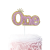 One Double Pink Cake Inserting Card Silver Crown 1-Year-Old Birthday Decoration Dining Table Blue Gold Rose Gold
