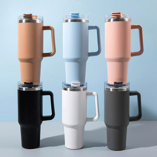 定做跨境40oz冰霸杯304不锈钢双层真空喷塑汽车杯创意户外手柄杯