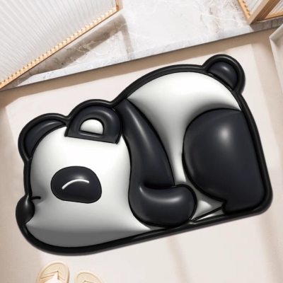 Cartoon Bathroom Diatom Ooze Absorbent Floor Mat Bathroom 3d 3d Panda Expansion Floor Mat Toilet Non-Slip Door Mat