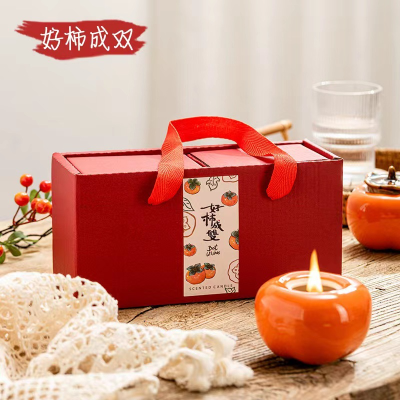 New Product Aromatherapy Candle Lucky Persimmon Gift Box with Hand Gift Hall Bedroom Fragrance Fresh Air Factory Wholesale