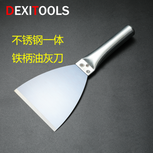 Stainless Steel Blue Steel Iron Handle Integrated Putty Knife 1.0mm Thick Stainless Steel Shovel Cleaning Knife Putty Knife Manual Tool