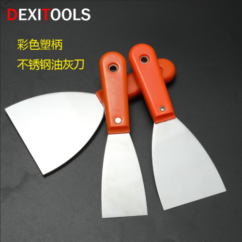 Color Plastic Handle Carbon Steel Stainless Steel Putty Knife Cleaning Shovel Putty Knife Ash Shovel Plasterer Knife Wholesale Hand Tools