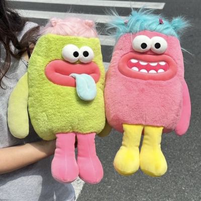 Kule Fashion Play Ugly Doll Doll Dopamine Color Matching Pillow Big Eyes Big Mouth Ugly Baby Doll Plush Toys