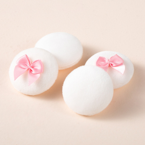 蝴蝶结散粉扑 长毛绒植绒小粉扑 小圆球蜜粉扑化妆海绵定妆干粉扑