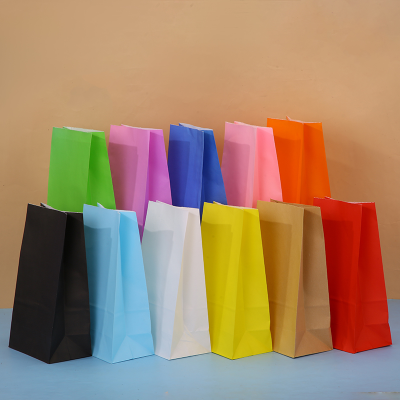 Kraft Paper Flat Mouth without Handle Square Paper Bag Gift Bag Candy Bag in Stock Color Ins Style