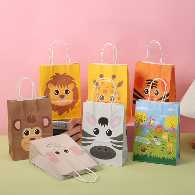 Cartoon Animal Color Packaging Bag Made of Kraft Paper Packing Bag Candy Bag Portable Paper Bag