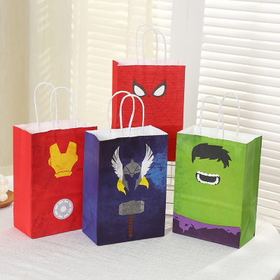 Spider-Man Superhero Paper Gift Bag Kraft Paper Bag Tote Bag Gift Candy Bag Birthday Party Decoration Supplies