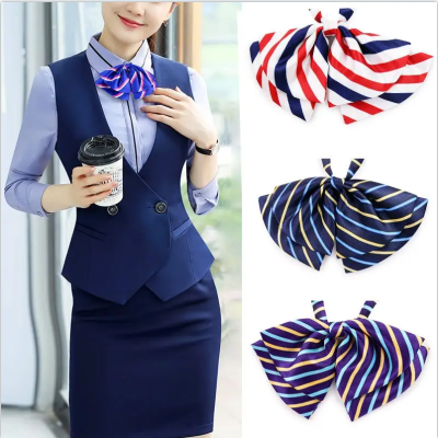 2023 New Women's Casual Striped Bow Tie Flower Simple Easy to Care Comfortable Business Women's Clothing Collar Flower