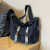 Fashion Brand Retro Messenger Bag Online Influencer Fashion Jean Bag Pure Color All-Matching Large Capacity Shoulder Bag Casual Artistic Messenger Bag