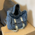 Fashion Brand Retro Messenger Bag Online Influencer Fashion Jean Bag Pure Color All-Matching Large Capacity Shoulder Bag Casual Artistic Messenger Bag