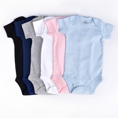 Cross-Border Foreign Trade Baby Solid Color Short Sleeve Triangle Rompers Children Cotton Jumpsuits Envelope Collar Newborn Onesie