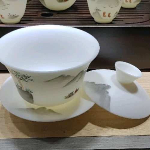 sheep fat jade porcelain kung fu tea set gift set chinese high-end gift box light luxury hand gift box