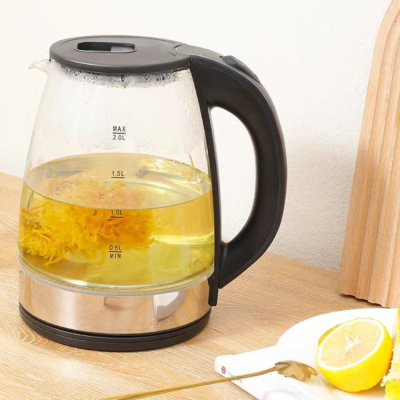 Cross-Border Electric Kettle Transparent Glass Household Large Capacity Water Boiling Kettle Automatic Power off