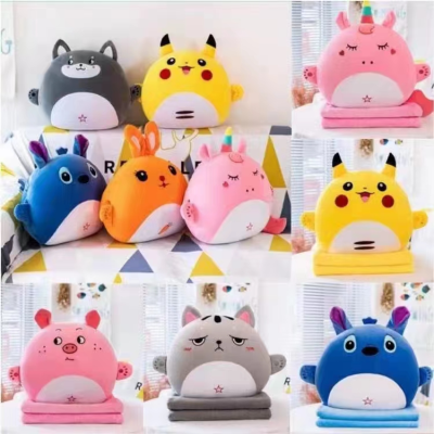 Cartoon Office Cushion Quilt Dual-Use Two-in-One Pillow Car Interior Cushion Multifunctional Nap Blanket Wholesale