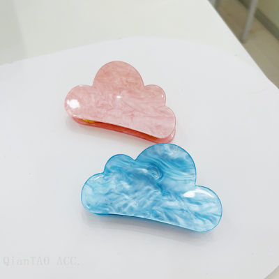 Qiantao Acetate Acrylic Middle size Cute Clouds Shark Hair Claw Clip