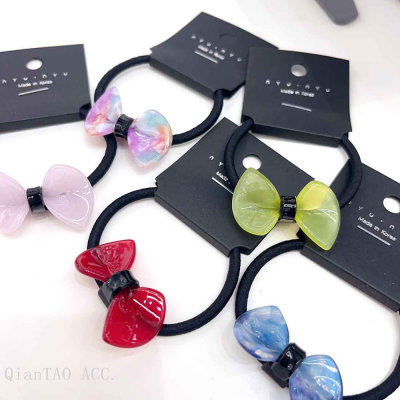 QianTao INS style simple acetate bow hair rope cute rubber band