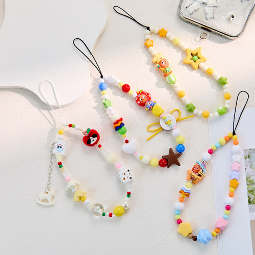 卡通公仔树脂彩色手机挂绳防丢ccd挂绳装饰挂件云朵少女心可爱绳