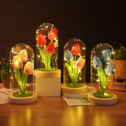 simulation tulip glass cover ornaments creative small night lamp christmas valentine‘s day gift for girlfriend wholesale