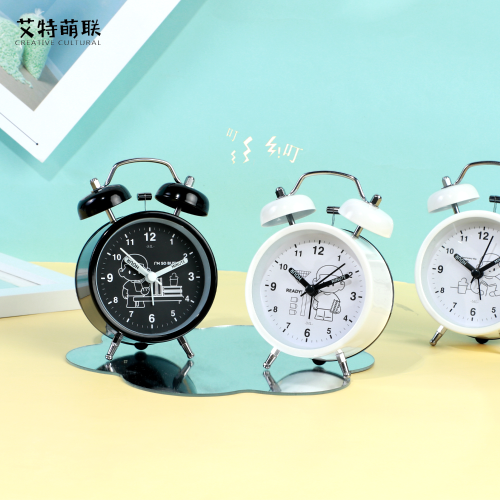 Metal Straight Alarm Clock Strong Wake-up and Wake-up Artifact for Students and Children Bedroom Bedside Desktop Clock