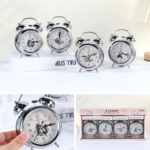 Cheap Metal Shell Double Bell Creative Retro Alarm Clock Mute Lazy Super Loud Alarm Clock Student Office Worker