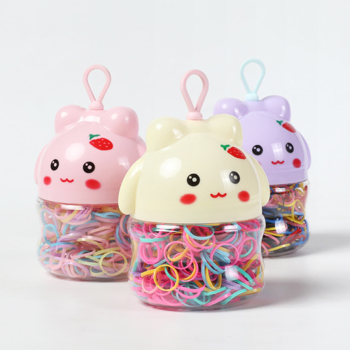 卡通罐装不伤发皮筋彩色头绳儿童一次性发绳手工橡皮筋发圈头饰女