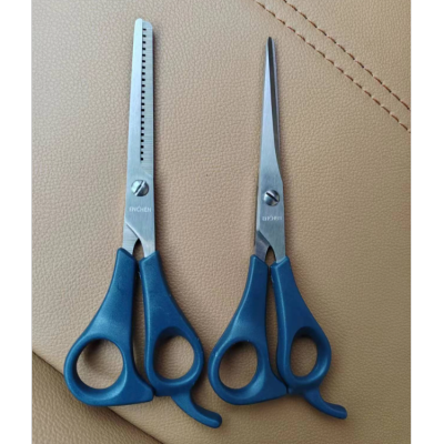 不锈钢胶柄理发剪刀两件套牙剪直剪理发工具外销款锋利剪刀