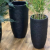 Magnesium Clay Flowerpot European and American Modern Artistic Living Room Shopping Mall Indoor and Outdoor Floor Black Striped Extra Large Model Green Plant Pot