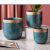 Creative Golden Trim Ceramic Flower Pot Combination Home Decoration Plant Pot Decoration Three-Piece Combination Floor Foreign Trade